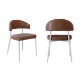 2 Unidades Cadeira Bless Fixa C/4 Pés 53 X 55 X 78cm Pés Brancos. Courino Whisky Courino Whisky