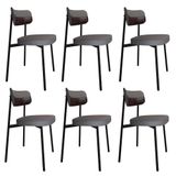 Cadeira Alloa Fixa C/4 Pés 50 X 44,7 X 83,8 Cm C/6 Un. Corriente Cinza/courino Café Corriente Cinza/courino Café