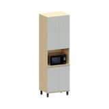 Paneleiro 70cm 4 Pts Espaço Para Micro-ondas Aura Luciane Mó Carvalho/cinza Cristal