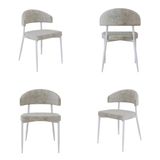 4 Unidades Cadeira Bless Fixa C/4 Pés 53 X 55 X 78cm Pés Brancos. Lautrec Off White Lautrec Off White