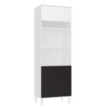 Paneleiro 70cm 3 Portas E 2 Nichos Para Forno Microondas Dor Branco/branco Supremo/preto