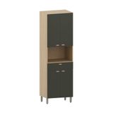 Paneleiro 70cm 4 Portas 1 Gaveta Com Espaço Para Micro-ondas Freijó/verde Amalfi