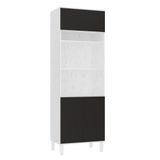 Paneleiro 70cm 3 Portas E 2 Nichos Para Forno Microondas Dor Branco/preto