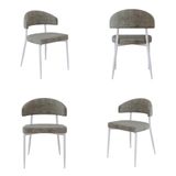 4 Unidades Cadeira Bless Fixa C/4 Pés 53 X 55 X 78cm Pés Brancos. Lautrec Marrom Lautrec Marrom