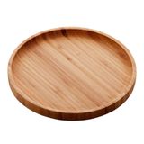 Prato De Bambu Madeira Redonda Cozinha Tábua Bandeja 20cm