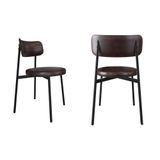 2 Unidades Cadeira Kyta Fixa C/4 Pés 50 X 44,7 X 83,8 Cm - Courino Café - Preto Fosco Epoxi Courino Café