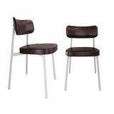 2 Unidades Cadeira Alloa Fixa C/4 Pés 50 X 44,7 X 83,8 Cm Pés Brancos - Courino Café - Branco Epoxi Courino Café
