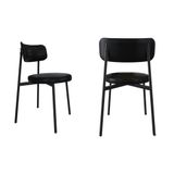 2 Unidades Cadeira Kyta Fixa C/4 Pés 50 X 44,7 X 83,8 Cm - Courino Preto - Preto Fosco Epoxi Courino Preto