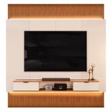 Painel Para Tv 85 Pol Canelado Extensível Piso Ao Teto D04 Off White-freijo - Mpozenato