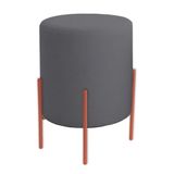 Puff Orgânico Veludo Thor Com Pés De Ferro Rosê - 7 Decor Cinza Escuro