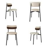 4 Unidades Cadeira Kyta Fixa C/4 Pés 50 X 44,7 X 83,8 Cm. Corriente Areiacourino Whisky Corriente Areia/courino Whisky