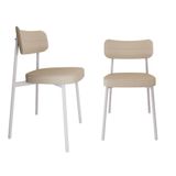 2 Unidades Cadeira Alloa Fixa C/4 Pés 50 X 44,7 X 83,8 Cm Pés Brancos - Corriente Areia - Branco Epoxi Corriente Areia