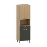 Paneleiro 70cm 4 Portas 1 Gaveta Com Espaço Para Micro-ondas Freijó/freijó Brasil/verde Amalfi