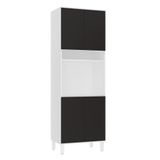 Paneleiro 70cm 4 Portas E 1 Nicho Para Forno Microondas Dora Branco/preto