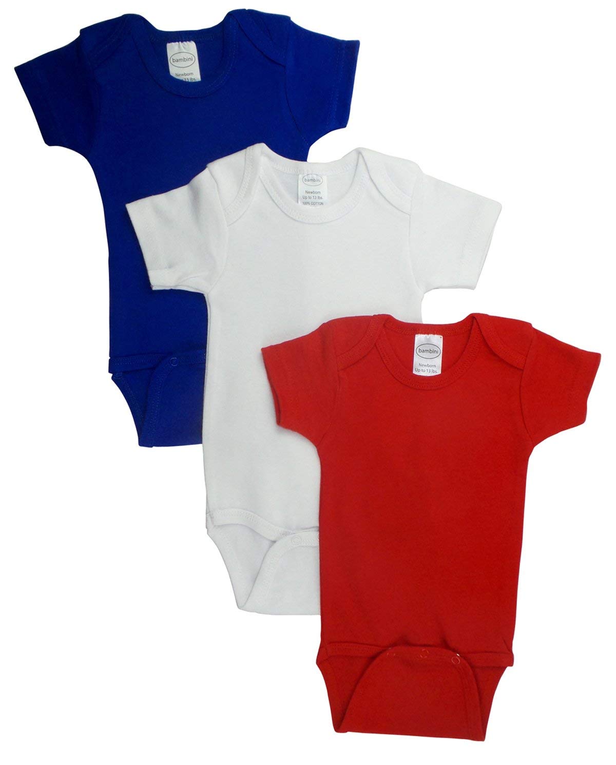 Bodysuit Bambini Red De Manga Curta, Pacote Com 3 Peças Para Bebês