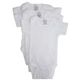 Macacões Para Bebês Bambini, Algodão Branco, Manga Curta, Pacote Com 3 Unidades