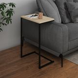 Mesa Lateral De Apoio Industrial Sofá Charmme Ferro Preto E Tampo Off-white