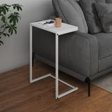 Mesa Lateral De Apoio Industrial Sofá Charmme Ferro Branco E Tampo Branco