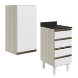 Armario Aereo E Balcao 1p 4g 40cm Mdf Kali Bianco Toq Branco Uv Nicioli