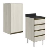 Armario Aereo E Balcao 1p 4g 40cm Mdf Kali Bianco Toq Bianco Toq Nicioli