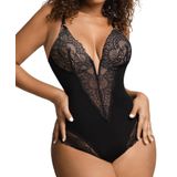 Macacão Shapewear Popilush Tummy Control De Renda Preta Tamanho Gg