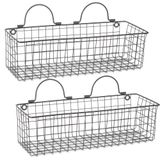 Cesta De Parede De Arame Dii Farmhouse Vintage Décor Preta 2 Peças