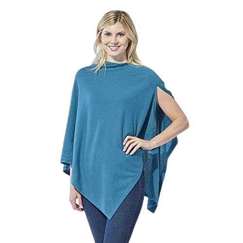 Poncho Hadley Wren Feminino De Algodão Turquesa Com Listras Largas