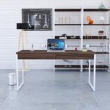Mesa Diretor 150x60x75cm Com 2 Gavetas Kuadra Nogal Estrutura Branca