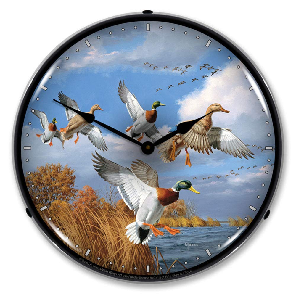Relógio De Parede Colecionável Sign And Clock Mallards Led 35cm