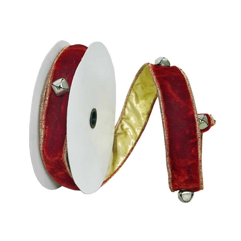 Fita De Natal Vickerman Red Jingle Bells 1,5 Cm X 9,1 M