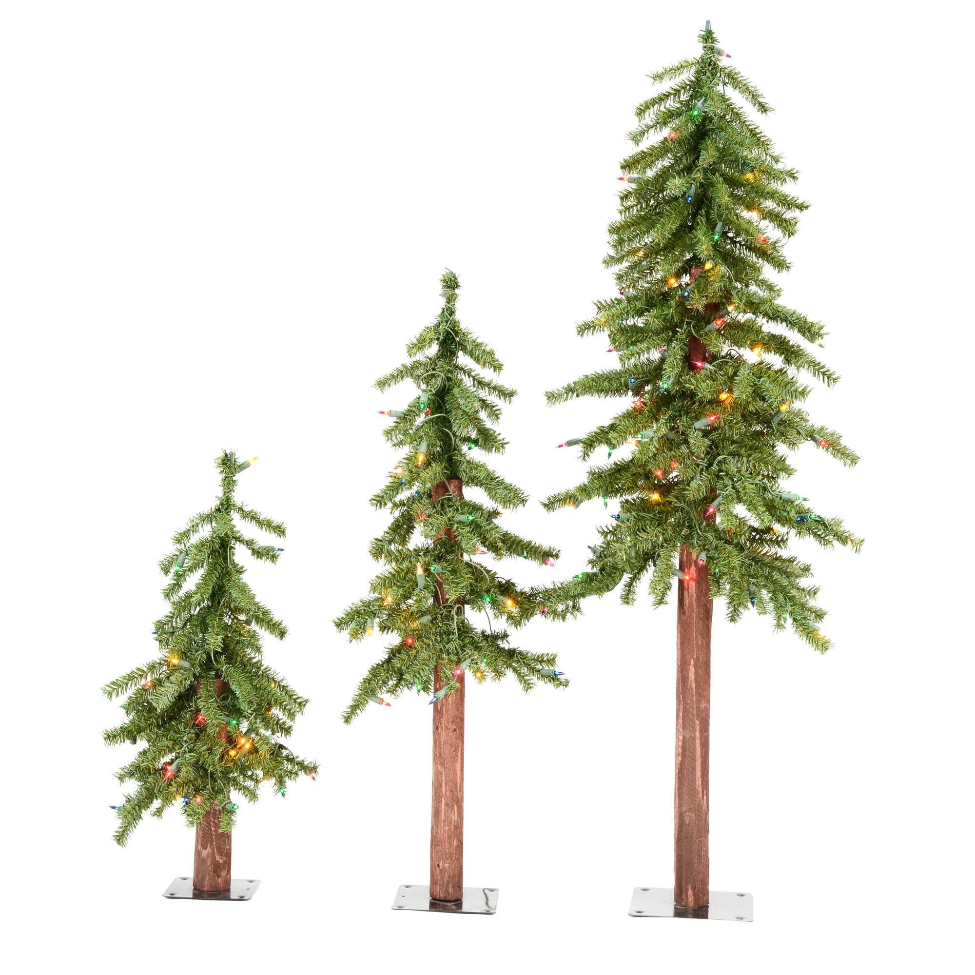 Conjunto De Árvores De Natal Vickerman Natural Alpine Com Led 60cm 90cm 120cm