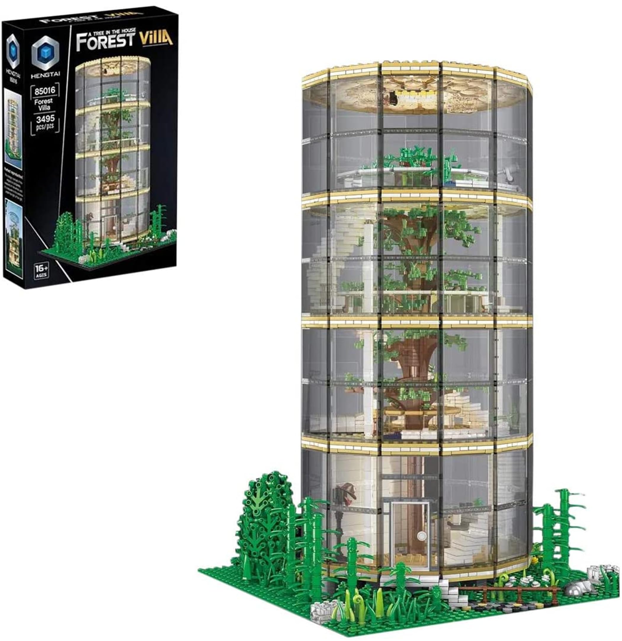Conjunto De Blocos De Construção Hang Tie Forest Villa Com Iluminação 3495 Unidades