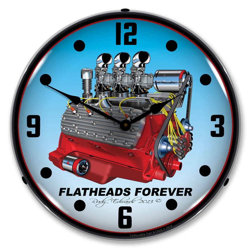 Relógio De Parede Collectable Sign And Clock Flatheads Forever Led