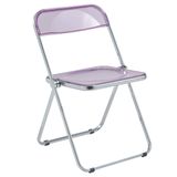 Cadeira Dobrável Leisuremod Lawrence Magenta Em Acrílico Com Estrutura Metálica