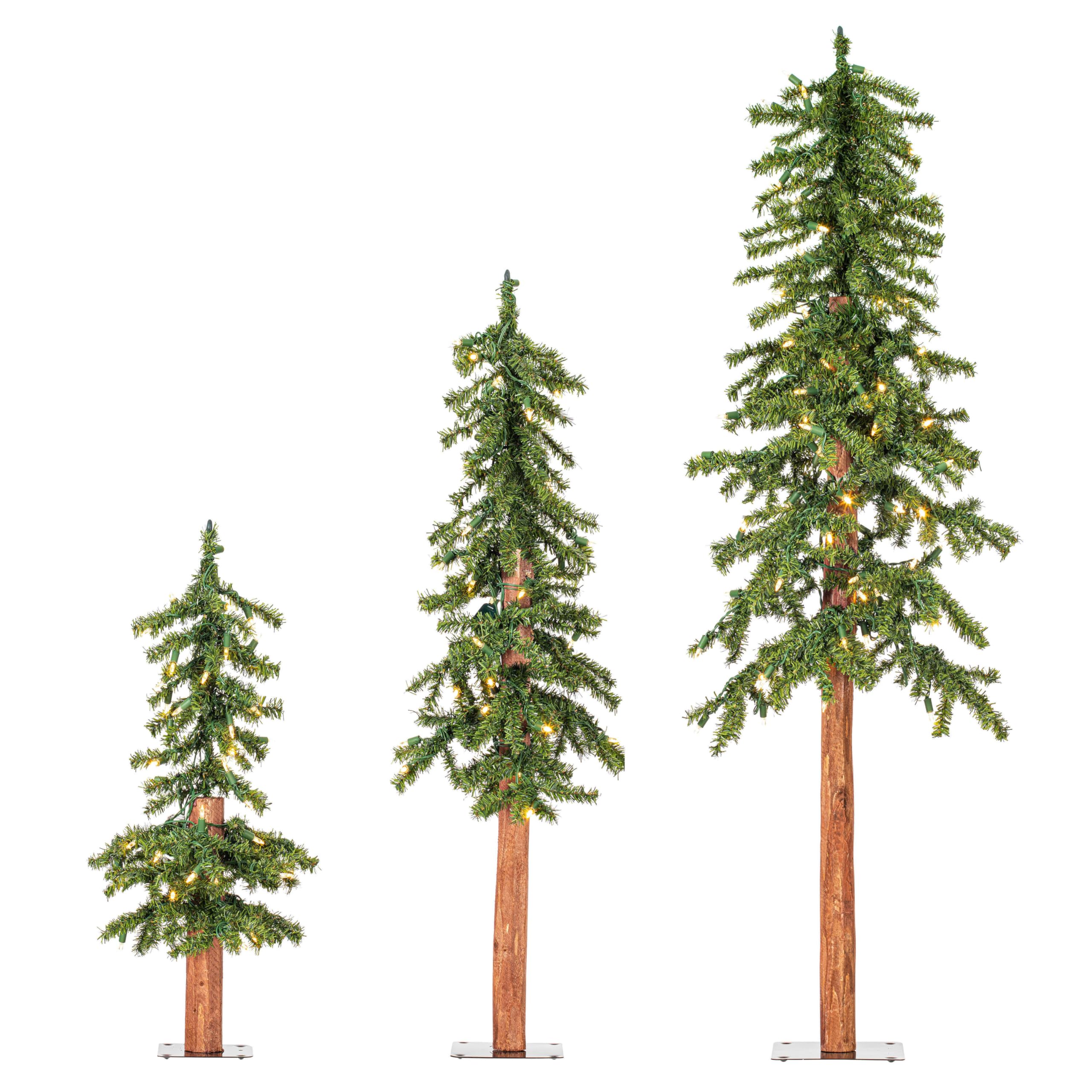 Conjunto De Árvores De Natal Vickerman Natural Alpine Com Led 60cm 90cm 120cm