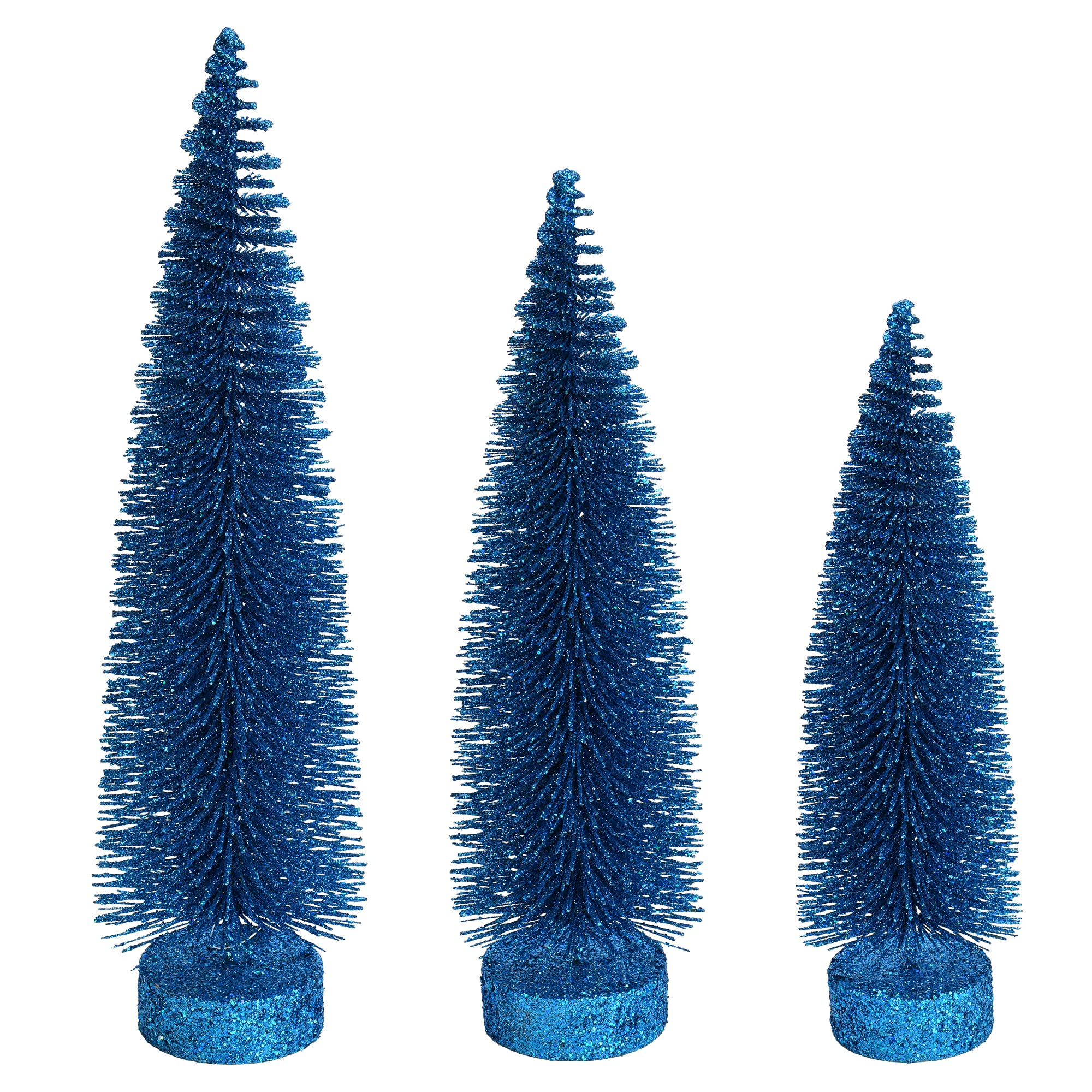 Árvore De Natal Vickerman Turquoise Glitter Oval Pine, Conjunto De 3