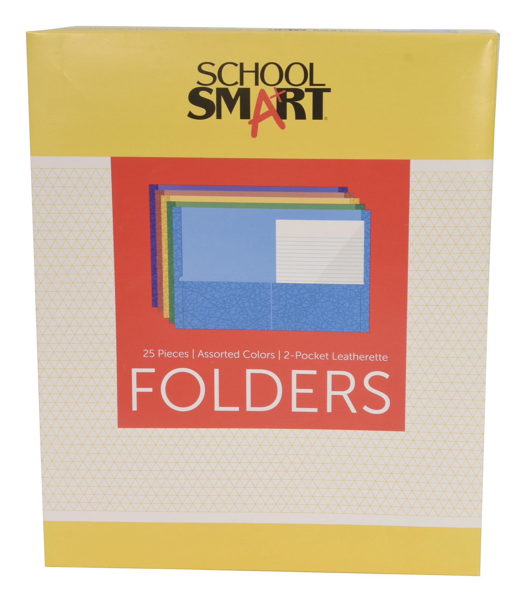 Folder School Smart, 2 Bolsos, Cores Variadas, Pacote Com 25