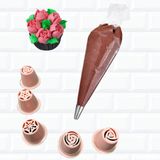 Kit Confeiteiro Bico Russo 5 Pç + Saco Descartável 6 Un Bolo