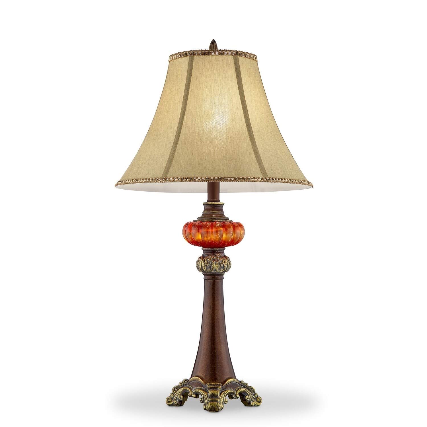 Candeeiro De Mesa Ok Lighting Ok-4283t Gold Amber 30,50 Cm H