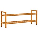Sapateira Vidaxl Solid Oak Wood, Organizador De 2 Prateleiras, Marrom