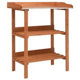 Suporte Para Plantas Vidaxl Solid Firwood 3 Prateleiras Marrom Ao Ar Livre
