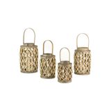 Conjunto De Lanternas Kalalou Grey Willow Cylinder (conjunto De 4)