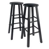 Conjunto De Bancos De Bar Winsome Element, 2 Peças, 74 Cm, Madeira Maciça Preta