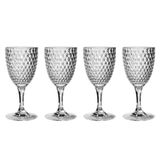 Copo De Vinho Leadingware Ac-1033b Diamond Cut 350ml, Conjunto De 4