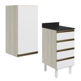Armario Aereo E Balcao 1 Porta 4 Gavetas 40cm Mdf Kali Nicioli Bianco Toq Branco Uv