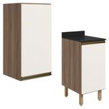 Armario Aereo Balcao 1 Porta 40cm Mdf Kali Nicioli Carvalho Toq Off White Cetim