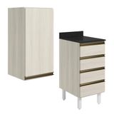 Armario Aereo E Balcao 1 Porta 4 Gavetas 40cm Mdf Kali Nicioli Bianco Toq