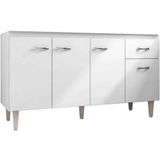 Balcão De Pia Para Cozinha 150 Cm Graziela 4 Portas 1 Gaveta Branco Preto