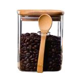 Pote Hermético De Vidro 800ml Com Tampa E Colher De Bambu