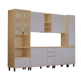 Cozinha Completa 6 Pç Torre Tampo 310cm Aura Luciane Móveis Carvalho/cinza Cristal